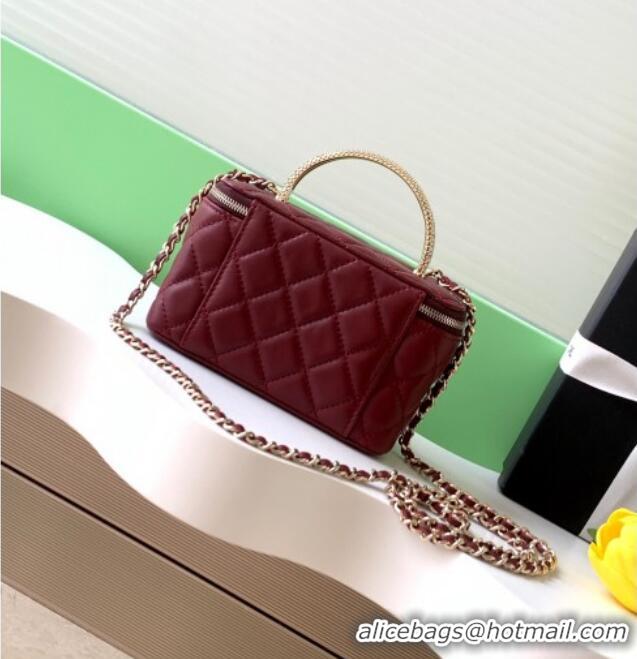 New Cheap Chanel Lambskin Long Vanity with Chain and Top Handle Bag AP4842 Burgundy 2025
