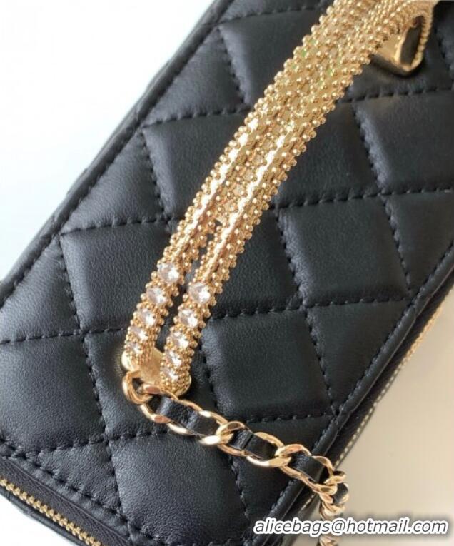 New Cheap Chanel Lambskin Long Vanity with Chain and Top Handle Bag AP4842 Black 2025
