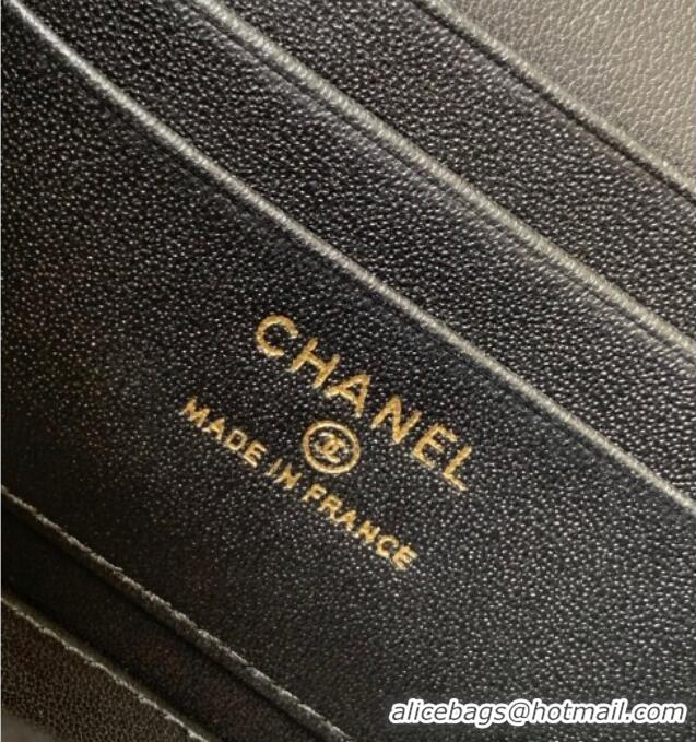 New Cheap Chanel Lambskin Long Vanity with Chain and Top Handle Bag AP4842 Black 2025