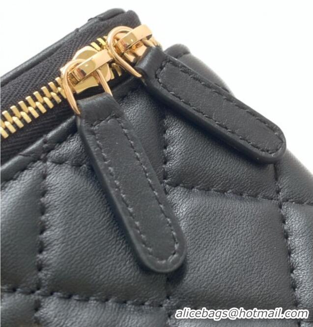 New Cheap Chanel Lambskin Long Vanity with Chain and Top Handle Bag AP4842 Black 2025