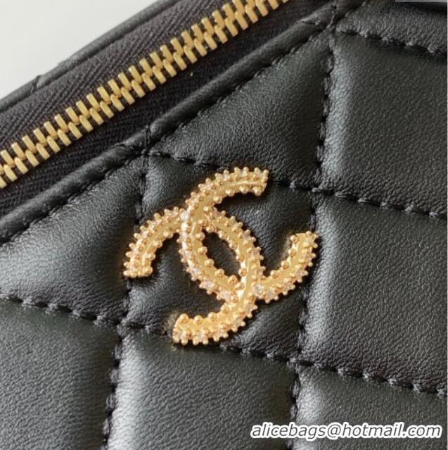 New Cheap Chanel Lambskin Long Vanity with Chain and Top Handle Bag AP4842 Black 2025