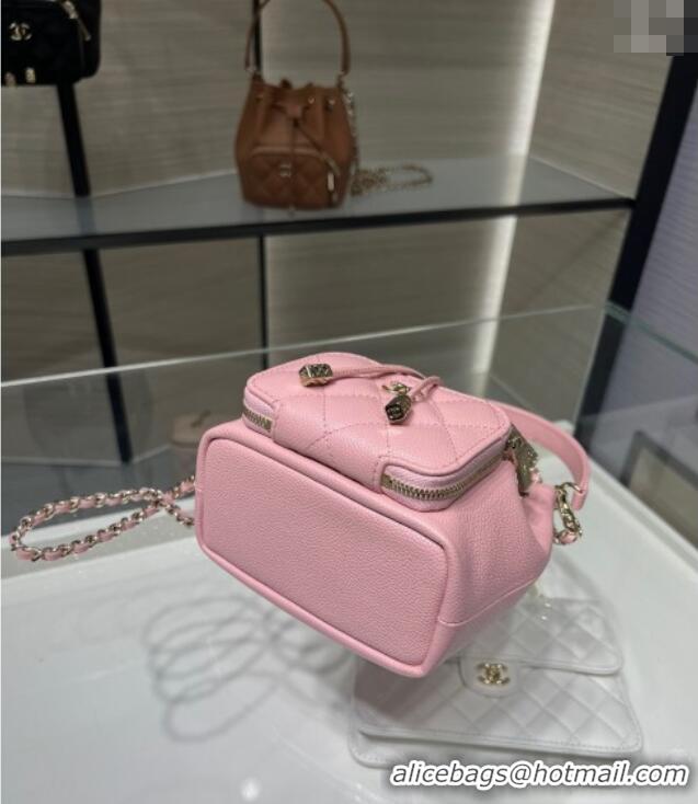 New Stylish Chanel Grained Shiny Calfskin Clutch with Chain AP4775 Pink 2025