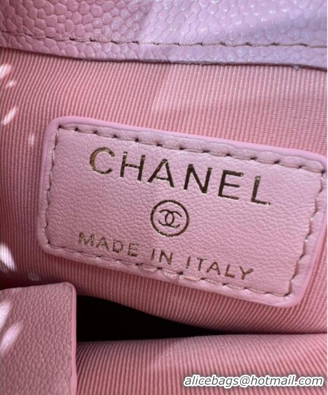 New Stylish Chanel Grained Shiny Calfskin Clutch with Chain AP4775 Pink 2025
