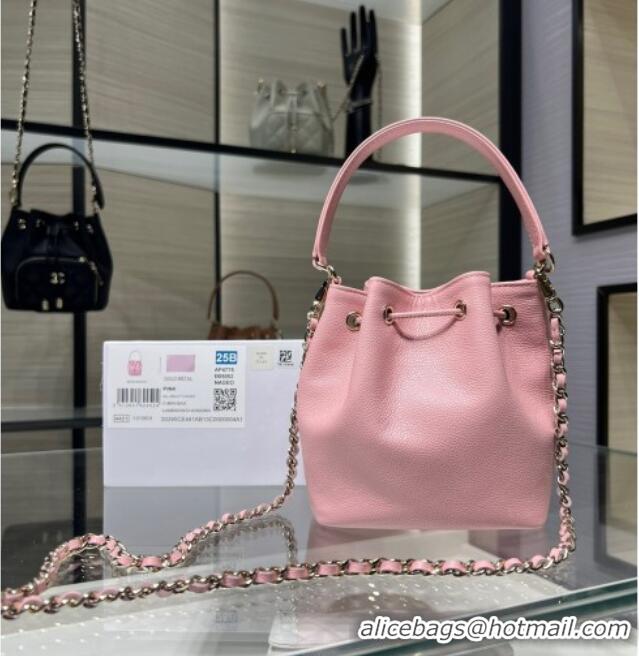 New Stylish Chanel Grained Shiny Calfskin Clutch with Chain AP4775 Pink 2025