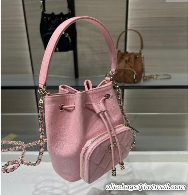 New Stylish Chanel Grained Shiny Calfskin Clutch with Chain AP4775 Pink 2025