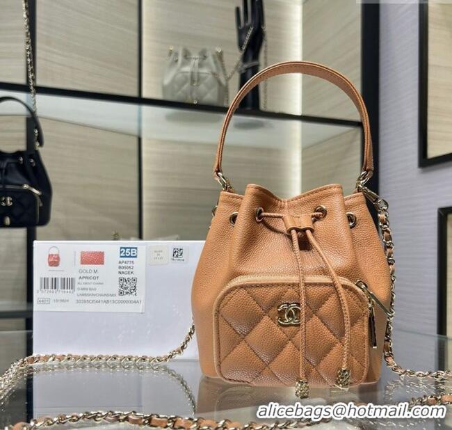 Market Sells Chanel Grained Shiny Calfskin Clutch with Chain AP4775 Brown 2025