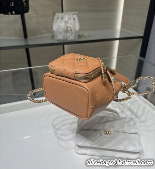 Market Sells Chanel Grained Shiny Calfskin Clutch with Chain AP4775 Brown 2025