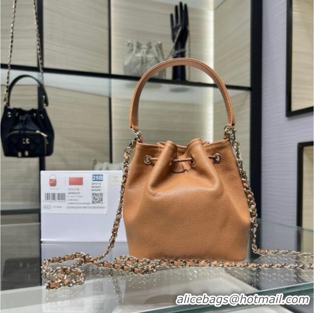 Market Sells Chanel Grained Shiny Calfskin Clutch with Chain AP4775 Brown 2025