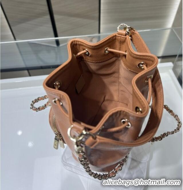 Market Sells Chanel Grained Shiny Calfskin Clutch with Chain AP4775 Brown 2025