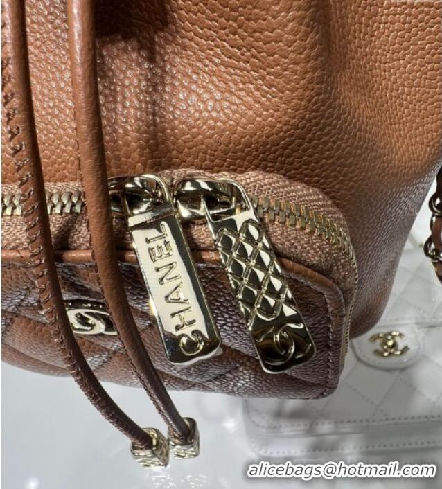 Market Sells Chanel Grained Shiny Calfskin Clutch with Chain AP4775 Brown 2025