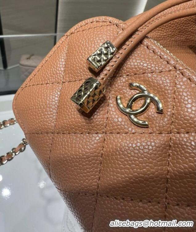 Market Sells Chanel Grained Shiny Calfskin Clutch with Chain AP4775 Brown 2025