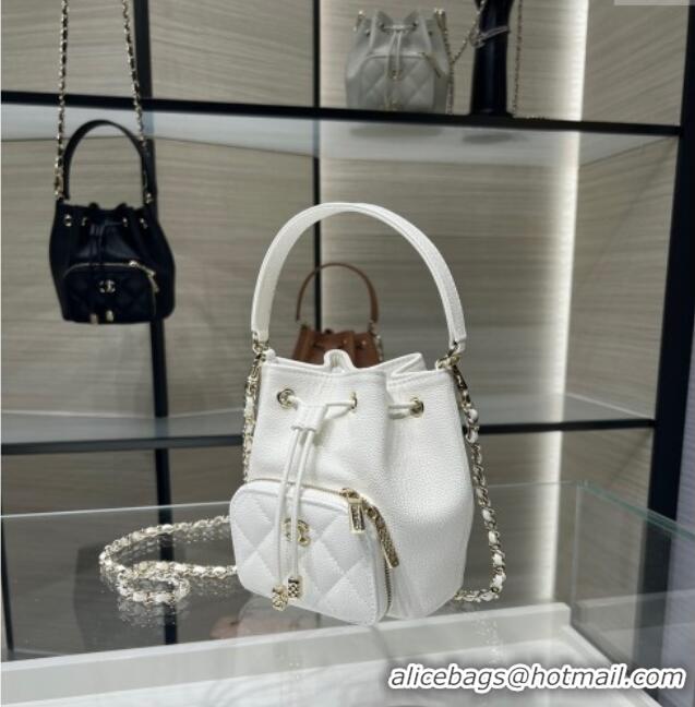 New Stylish Chanel Grained Shiny Calfskin Clutch with Chain AP4775 White 2025
