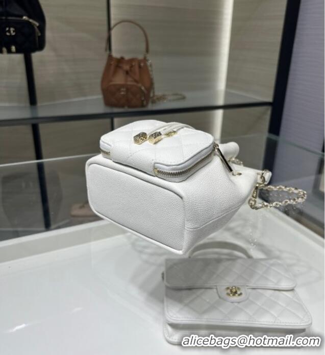 New Stylish Chanel Grained Shiny Calfskin Clutch with Chain AP4775 White 2025