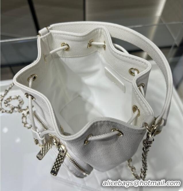 New Stylish Chanel Grained Shiny Calfskin Clutch with Chain AP4775 White 2025
