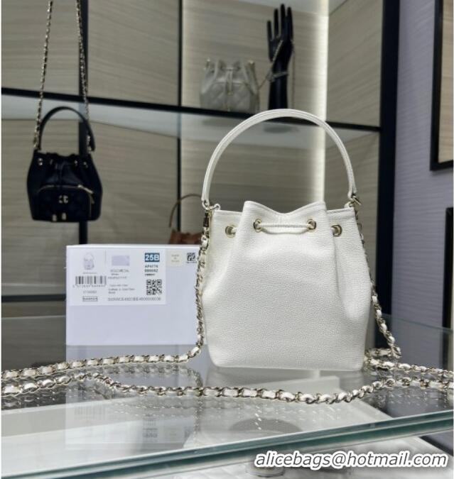 New Stylish Chanel Grained Shiny Calfskin Clutch with Chain AP4775 White 2025