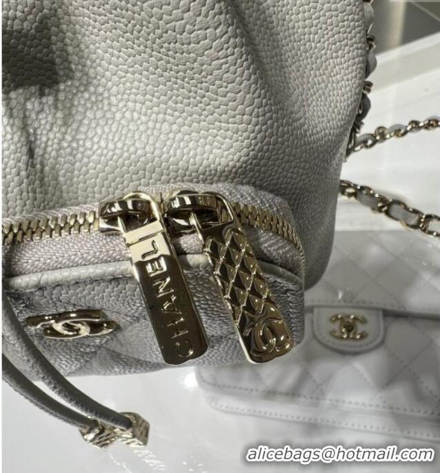 Grade Quality Chanel Grained Shiny Calfskin Clutch with Chain AP4775 Grey 2025
