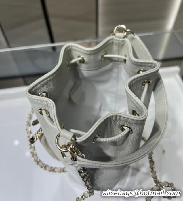 Grade Quality Chanel Grained Shiny Calfskin Clutch with Chain AP4775 Grey 2025