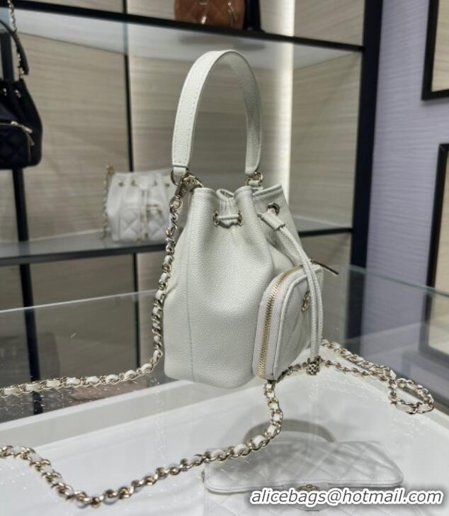 Grade Quality Chanel Grained Shiny Calfskin Clutch with Chain AP4775 Grey 2025
