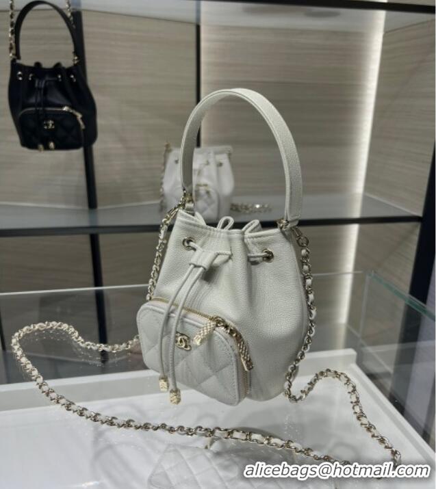 Grade Quality Chanel Grained Shiny Calfskin Clutch with Chain AP4775 Grey 2025
