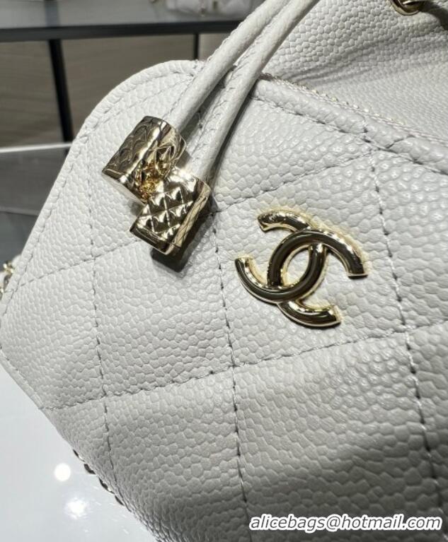 Grade Quality Chanel Grained Shiny Calfskin Clutch with Chain AP4775 Grey 2025