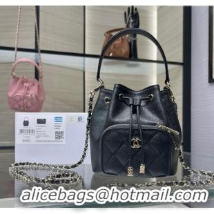Original Cheap Chanel Grained Shiny Calfskin Clutch with Chain AP4775 Black 2025