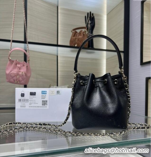 Original Cheap Chanel Grained Shiny Calfskin Clutch with Chain AP4775 Black 2025