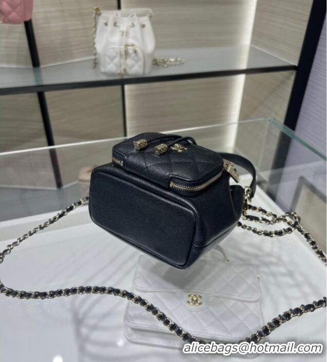 Original Cheap Chanel Grained Shiny Calfskin Clutch with Chain AP4775 Black 2025