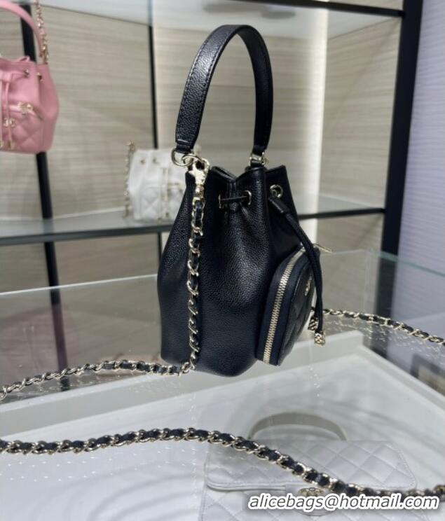 Original Cheap Chanel Grained Shiny Calfskin Clutch with Chain AP4775 Black 2025