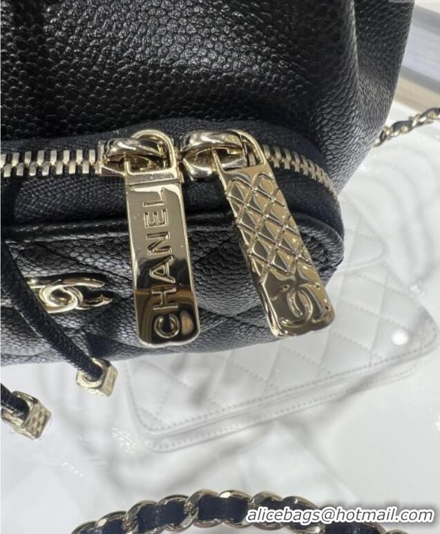 Original Cheap Chanel Grained Shiny Calfskin Clutch with Chain AP4775 Black 2025