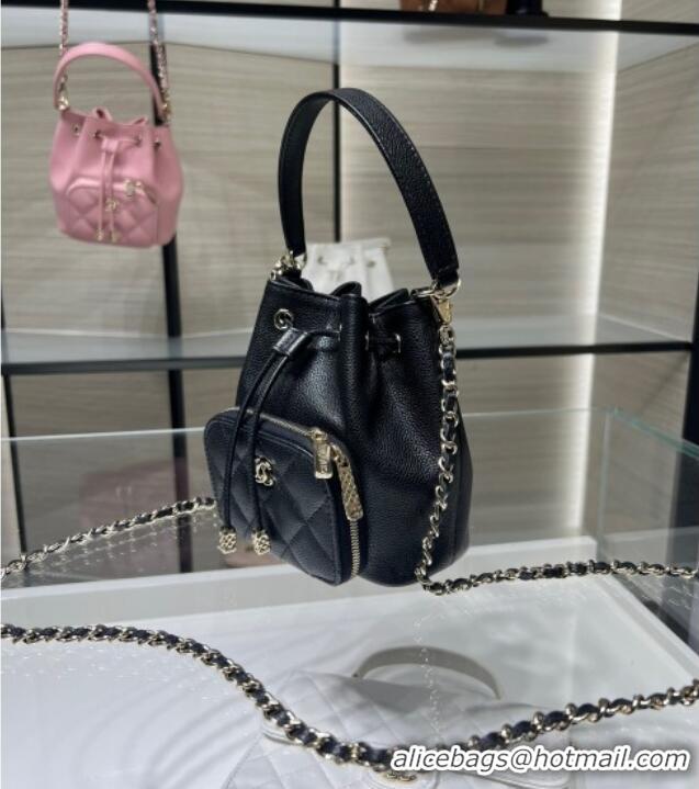 Original Cheap Chanel Grained Shiny Calfskin Clutch with Chain AP4775 Black 2025