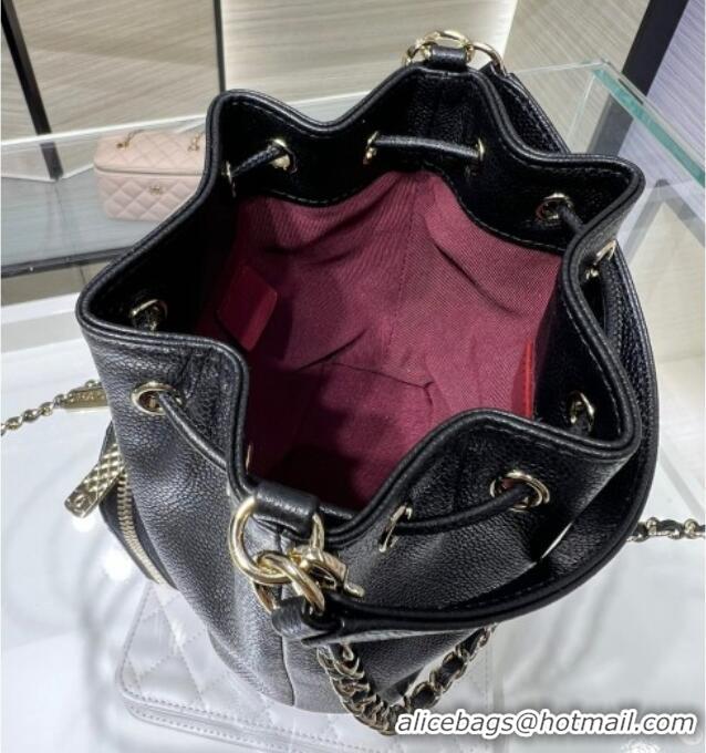 Original Cheap Chanel Grained Shiny Calfskin Clutch with Chain AP4775 Black 2025