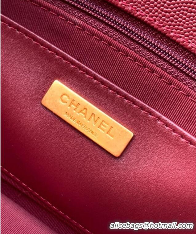 Modern Classic Chanel Grained Shiny Calfskin Flap Bag with Top Handle Bag AS3653 Burgundy 2025