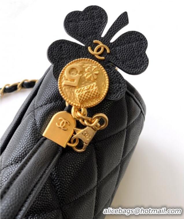 Inexpensive Chanel Grained Shiny Calfskin Flap Bag with Top Handle AS3653 Black 2025