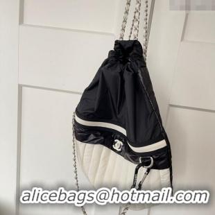 Best Price Chanel Vintage Nylon Backpack Bag CH101002 White/Black 2025
