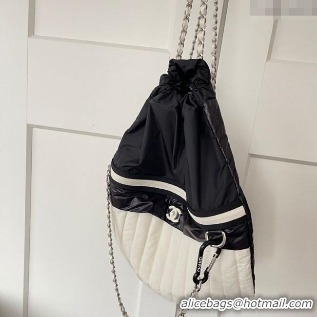 Best Price Chanel Vintage Nylon Backpack Bag CH101002 White/Black 2025