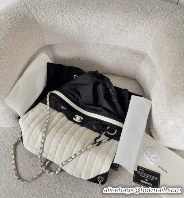 Best Price Chanel Vintage Nylon Backpack Bag CH101002 White/Black 2025
