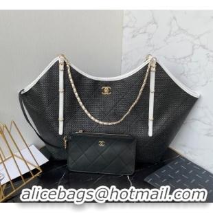 Particularly Recommended Chanel Straw Maxi Shopping Tote Bag AS5463 Black 2025