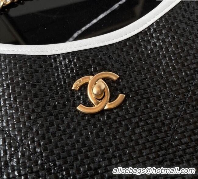 Particularly Recommended Chanel Straw Maxi Shopping Tote Bag AS5463 Black 2025