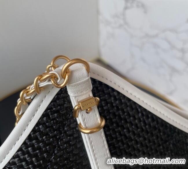 Particularly Recommended Chanel Straw Maxi Shopping Tote Bag AS5463 Black 2025