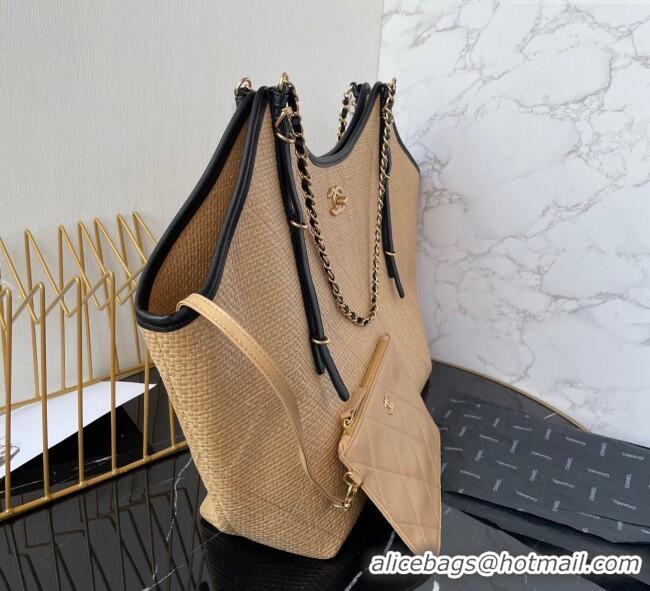 Sumptuous Cheap Chanel Straw Maxi Shopping Tote Bag AS5463 Beige 2025