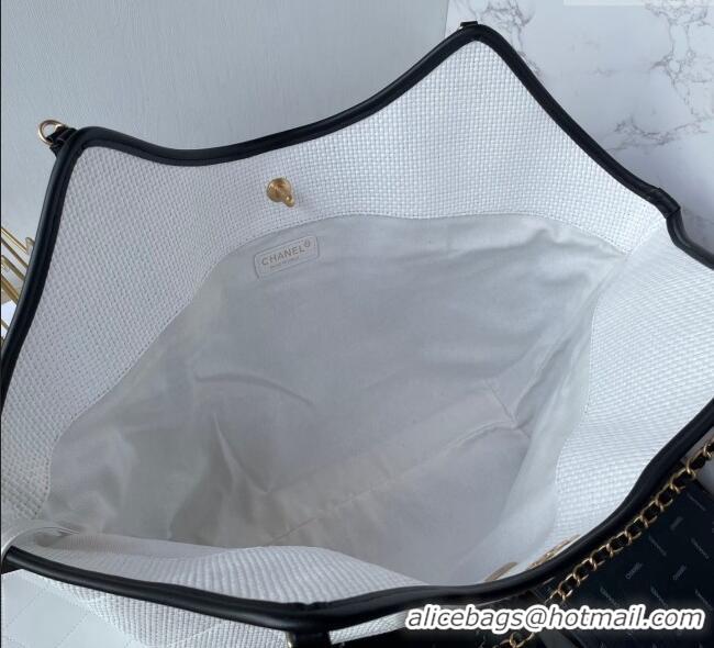 New Release Creation Chanel Straw Maxi Shopping Tote Bag AS5463 White 2025