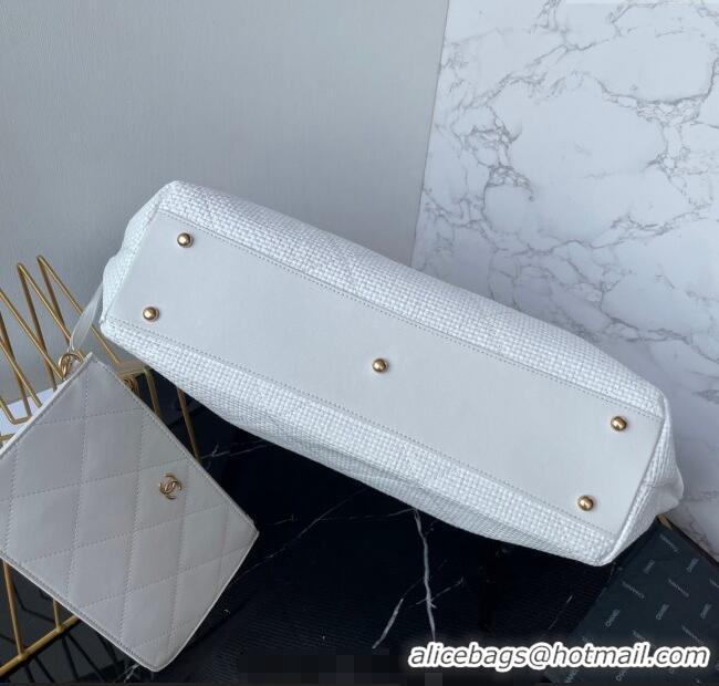 New Release Creation Chanel Straw Maxi Shopping Tote Bag AS5463 White 2025