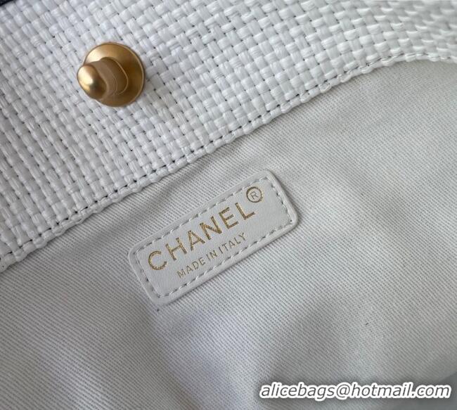 New Release Creation Chanel Straw Maxi Shopping Tote Bag AS5463 White 2025