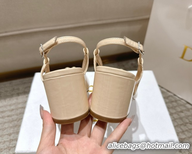 Purchase Dior Patent Calfskin Slingback Pumps 5.5cm with Pearls Nude DR082201 0822042