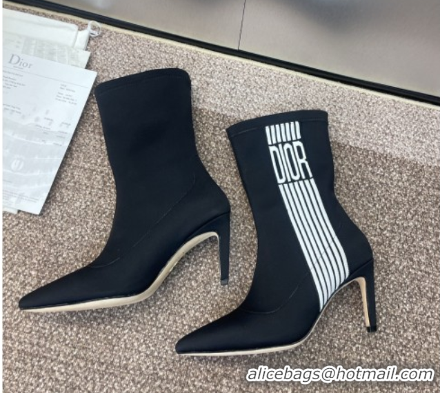 Top Grade Dior Optical-D Heel Ankle Boots 8cm with Graphique Motif in Satin Black 0822051
