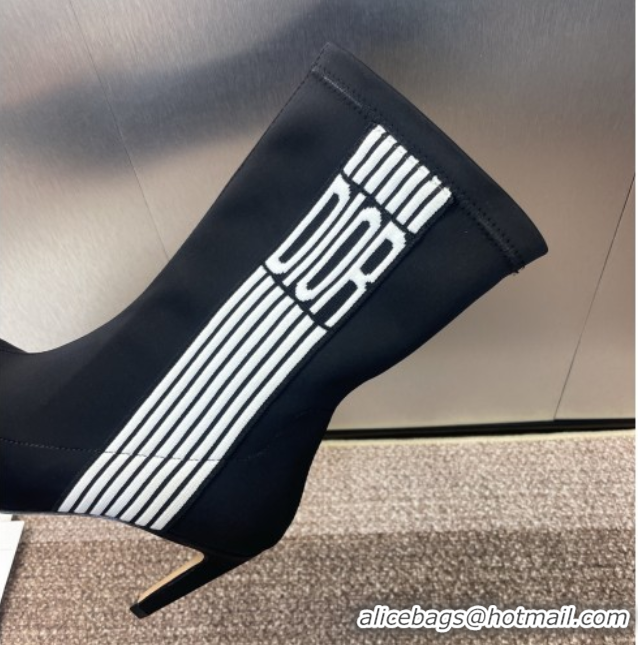 Top Grade Dior Optical-D Heel Ankle Boots 8cm with Graphique Motif in Satin Black 0822051