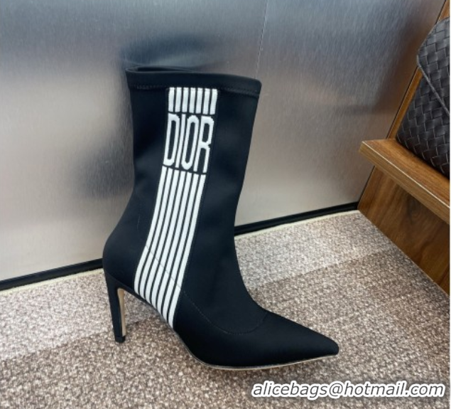 Top Grade Dior Optical-D Heel Ankle Boots 8cm with Graphique Motif in Satin Black 0822051
