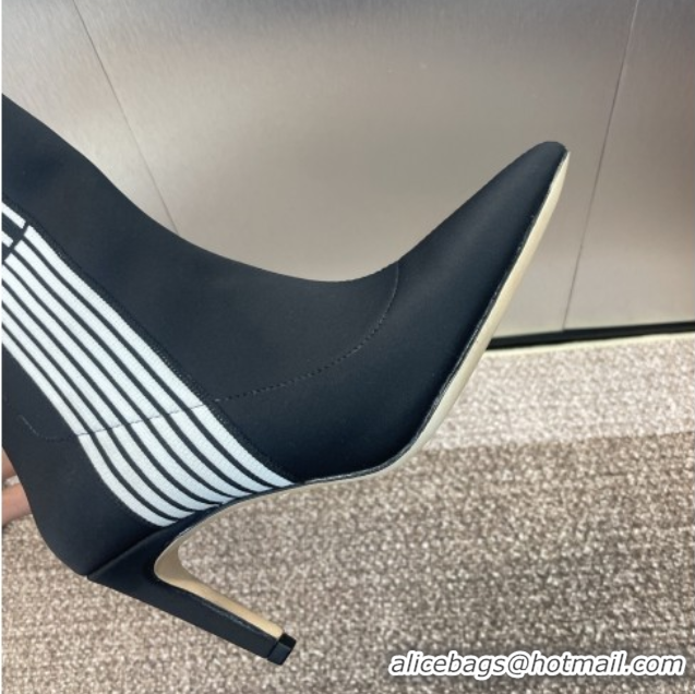 Top Grade Dior Optical-D Heel Ankle Boots 8cm with Graphique Motif in Satin Black 0822051