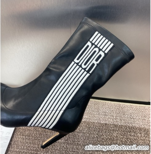 Most Popular Dior Optical-D Heel Ankle Boots 8cm with Graphique Motif in Calfskin Leather Black 0822053