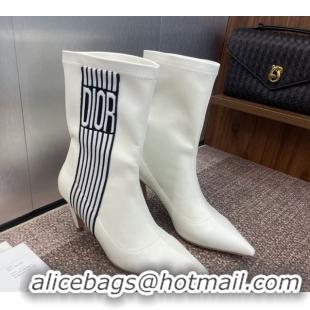 New Style Dior Optical-D Heel Ankle Boots 8cm with Graphique Motif in Calfskin White 0822054